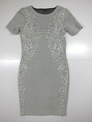River Island White Black Embroidered Short Sleeve Fitted Bodycon Dress  Women 6 | eBay