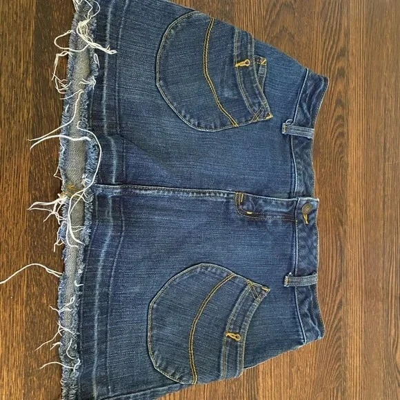 Falda vaquera Ralph Lauren para niñas/adolescentes talla 16 azul -- dobladillo deshilachado y bolsillos Foto 3 de 4