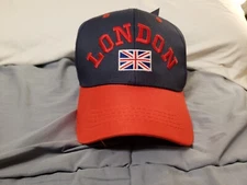 London Great Britain Baseball Cap Adult Blue Red OS Adjustable Embroidered Logo