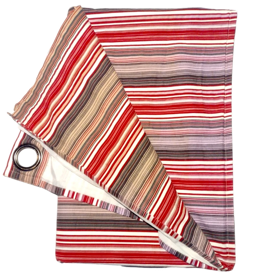 Pier 1 Imports Beckley Window Panel Curtain 54x84 Red Purple Gray Stipes Cotton - Image 4 of 4