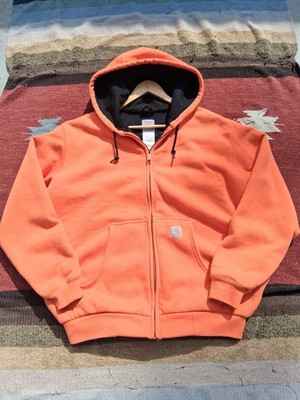 2000s Carhartt Hoodie Thermal Lined Blaze Orange Size Medium Heavy