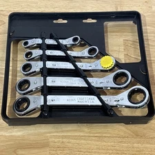 Craftsman SAE Double Box End Ratcheting Wrench Set Deep Offset 9 43375 USA NOS