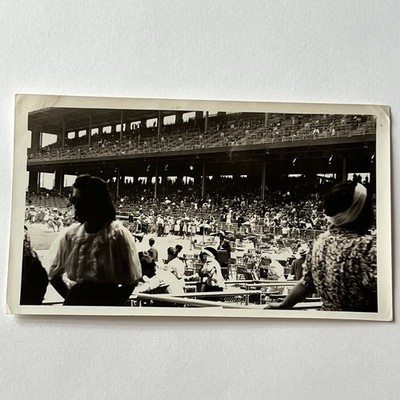 Vintage Snapshot Photograph Stadium Race Track Baseball Field Outdoor Event