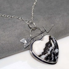 Love Heart White Buffalo Turquoise 925 Silver Plated Necklace 18