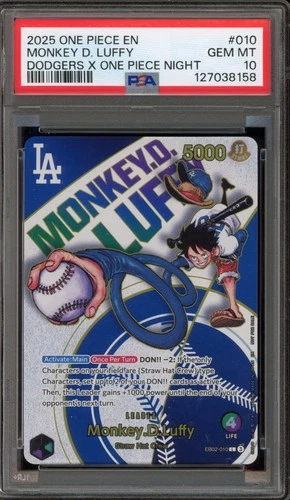 One Piece CCG Monkey.D.Luffy Dodgers X One Piece Night EB02-010 PSA 10 Gem Mint
