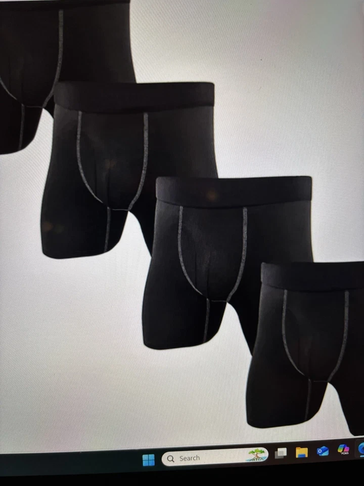 NWT Men’s Reebok Black 4 Pack Stretch Performance Training Boxer Briefs Size 2XL - Image 2 of 4