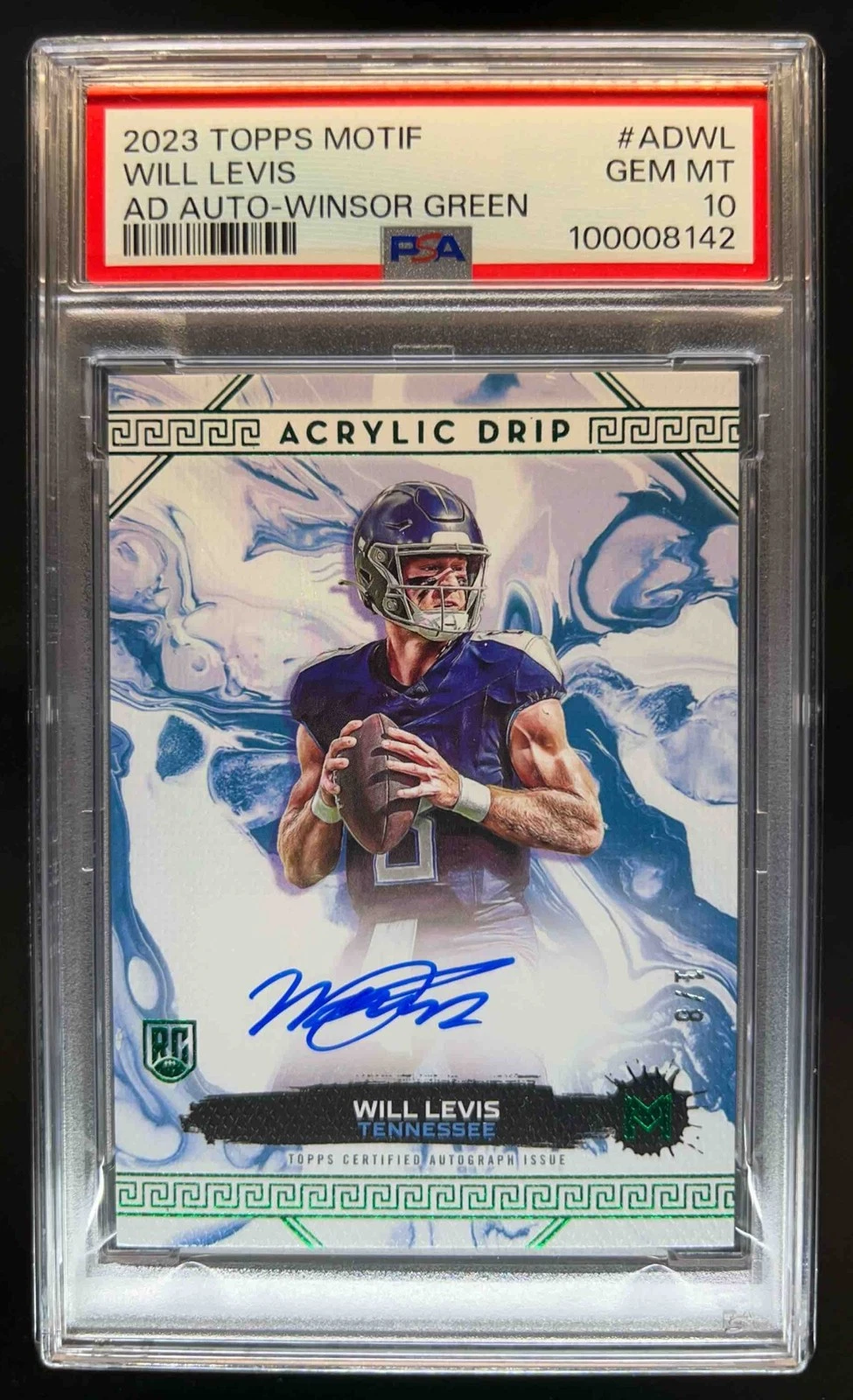 Will Levis Topps Motif Acrylic Drip Autographs #ADWL Winsor Green