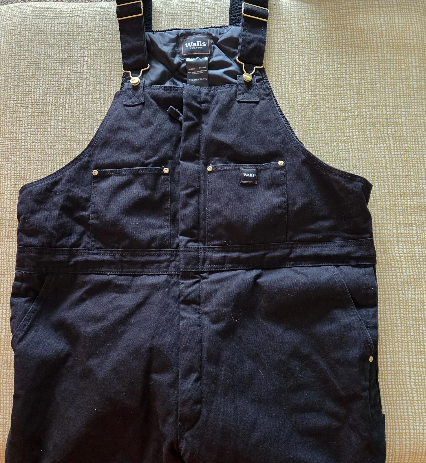 Walls Workwear Mens 2XL Regular Black Bib Overalls Outdoors Insulated Excellent