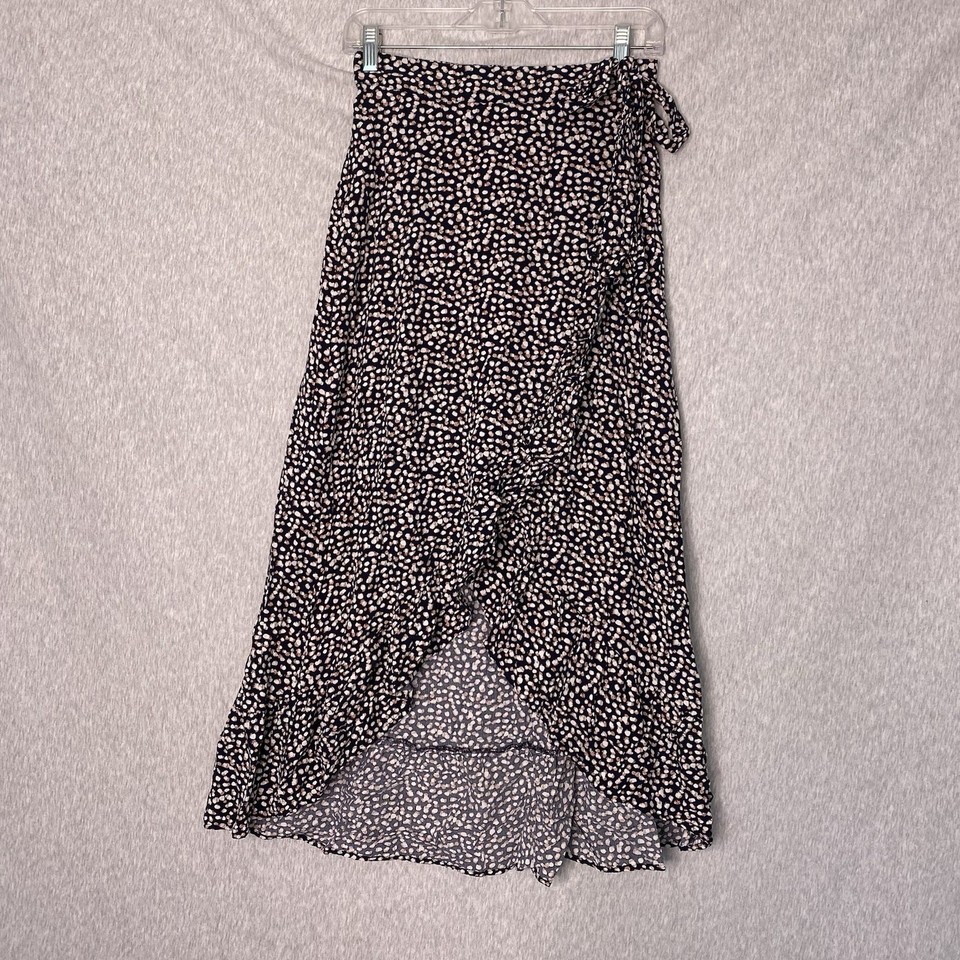 Portmans Womens 8 Viscose Mock-Wrap Skirt Ruffle Hem Boho Beach Vacation