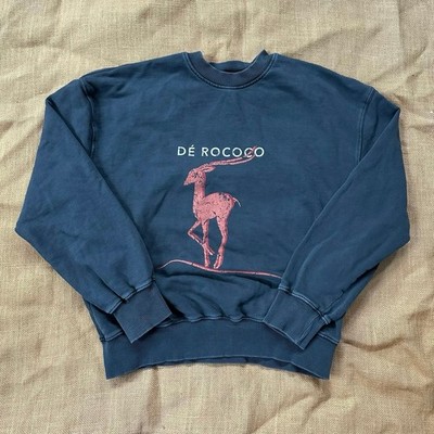 DE ROCOCO Sweatshirt Gray Sz S Orange Gazelle Graphic Print