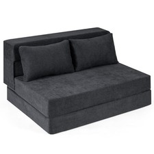 COSTWAY Folding Sofa Bed 3-in-1 Convertible Sleeper Chair with 2 Pillows