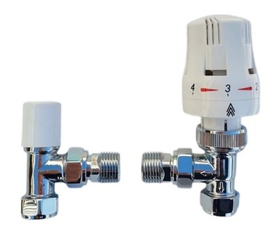 Trieste Angled White Thermostatic Radiator Valve by