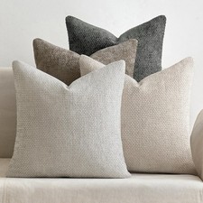 Pack of 4 Couch Throw Pillow Covers 18x18 Inch Neutral Soft Decorative Chenil...
