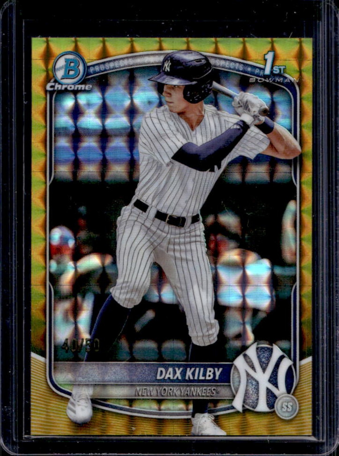 2025 Bowman Draft Dax Kilby Chrome Gold Geometric Refractor 1st #/50 Yankees
