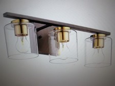 JAZAVA 20.9 in. 3 Light Oil Rubbed Bronze Gold Finish Vanity Light Clear Shade
