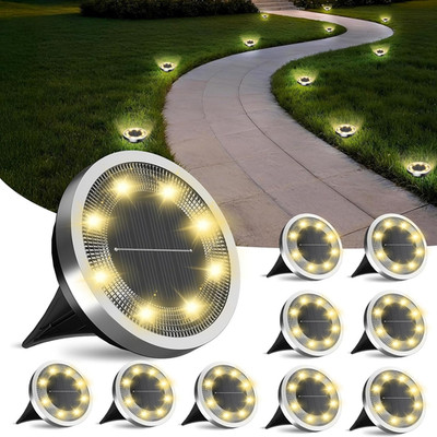 Flowood 10 Stück Solar Bodenleuchten Aussen, Warmweiß Solarleuchten Für Garten A