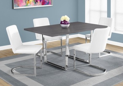 Dining Table, 60'' Rectangular, Kitchen, Dining Room, Grey Laminate, Chrome Met