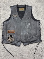 UNIK Leather Vest Men XL Black Gunslinger Anarchy Motorcycle Patch Biker Grudge