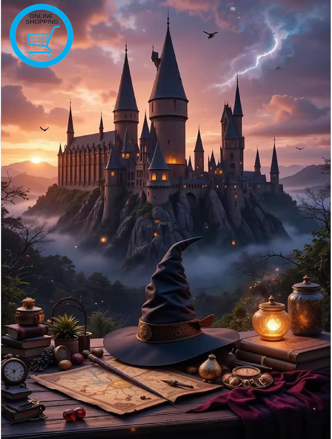 Magic Castle Paint by Numbers Kit for Adults Beginner,Easy Adult Paint by Number