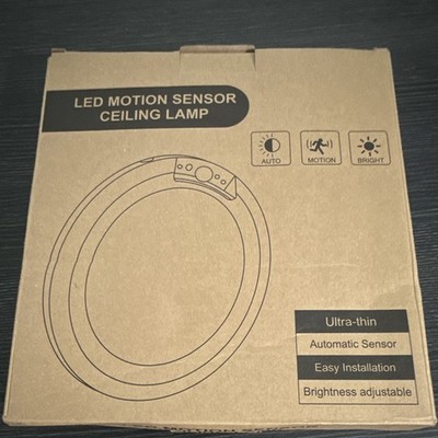 LED Motion Sensor Ceiling Lamp Ultra-Thin Indoor Battery Powered White Round