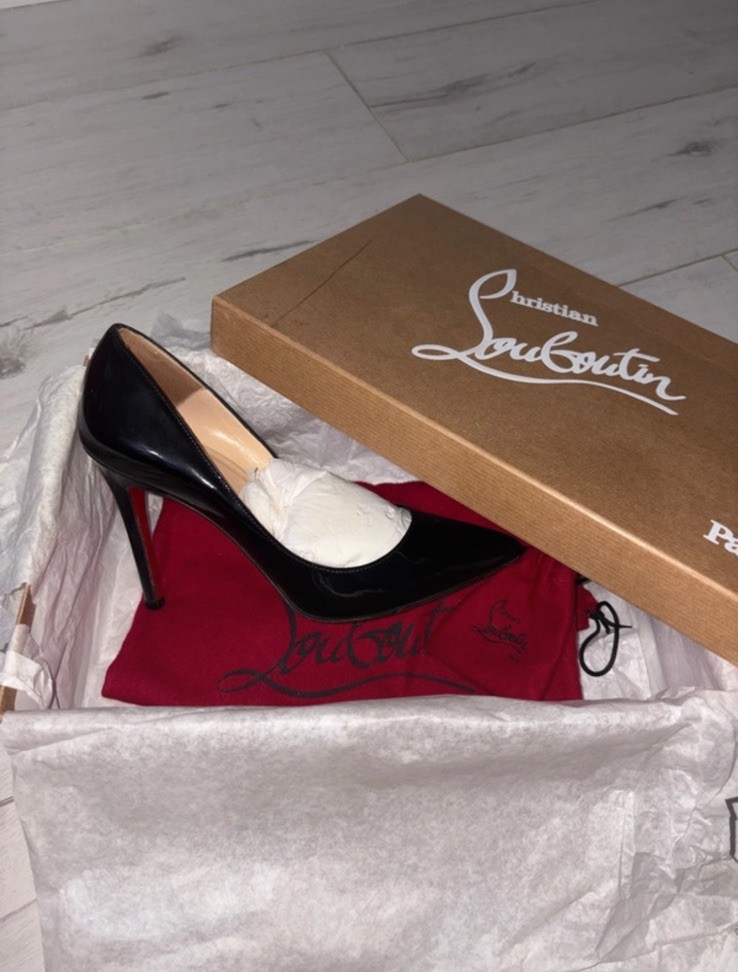 Christian Louboutin Pigalle 100 Black Patent Heels 35 UK 2 With Box