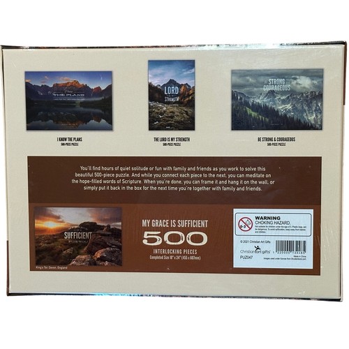 Christian Art Gifts 500 Piece Puzzle My Grace Is Sufficient 2 Cor. 12:9 NEW - Picture 2 of 4
