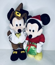 Mickey Mouse Thanksgiving Pilgrim and Christmas Elf Gemmy Door Greeter 24"  20"