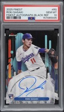 2025 FINEST ROKI SASAKI FINEST AUTOGRAPH-BLACK REF /10 PSA 10 Dodgers POP 1 