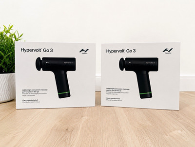 Hyperice Hypervolt Go 3 Percussion Massage Gun Black/Green 2 Heads Case USB