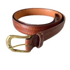 SAS Men’s Brown Leather Belt Solid Brass Bluck Size 42 Fit 41”-45” Made In USA