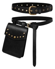Renaissance Belt Pouch Pirate Viking Belt Steampunk Medieval Black S