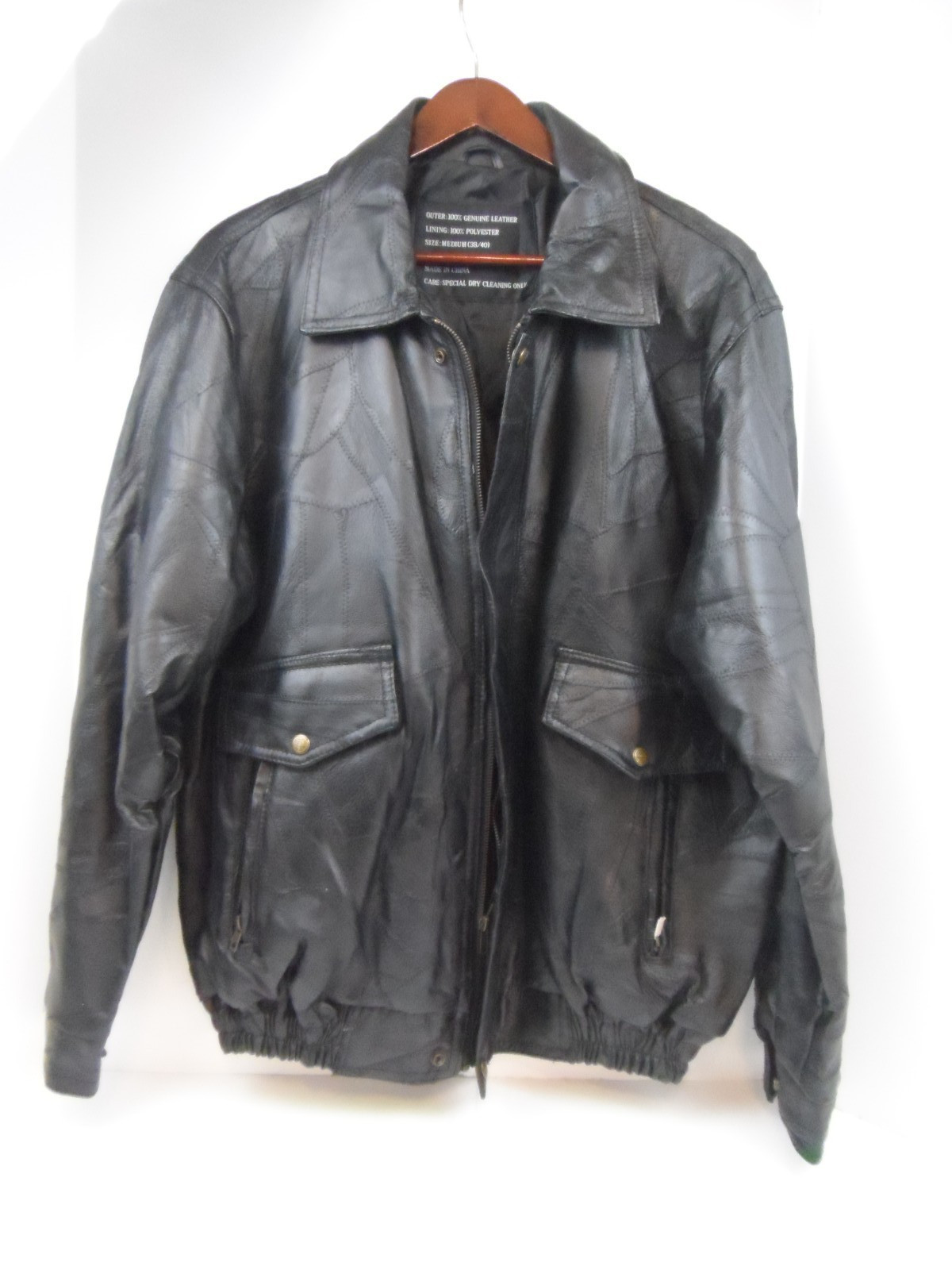 Unbranded Bomber Patchwork Leather  Lined Jacket … - image 2
