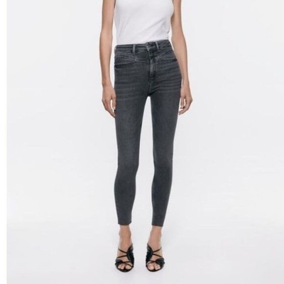 Zara Inox Black Premium High Waisted 80's Black Skinny Jeans 6