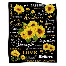 Sunflower Throw Blanket Soft Flannel Positive Healing Warm Decor Present 50x60In