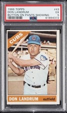 1966 TOPPS BUTTON ON PANTS SHOWING #43 DON LANDRUM PSA 5