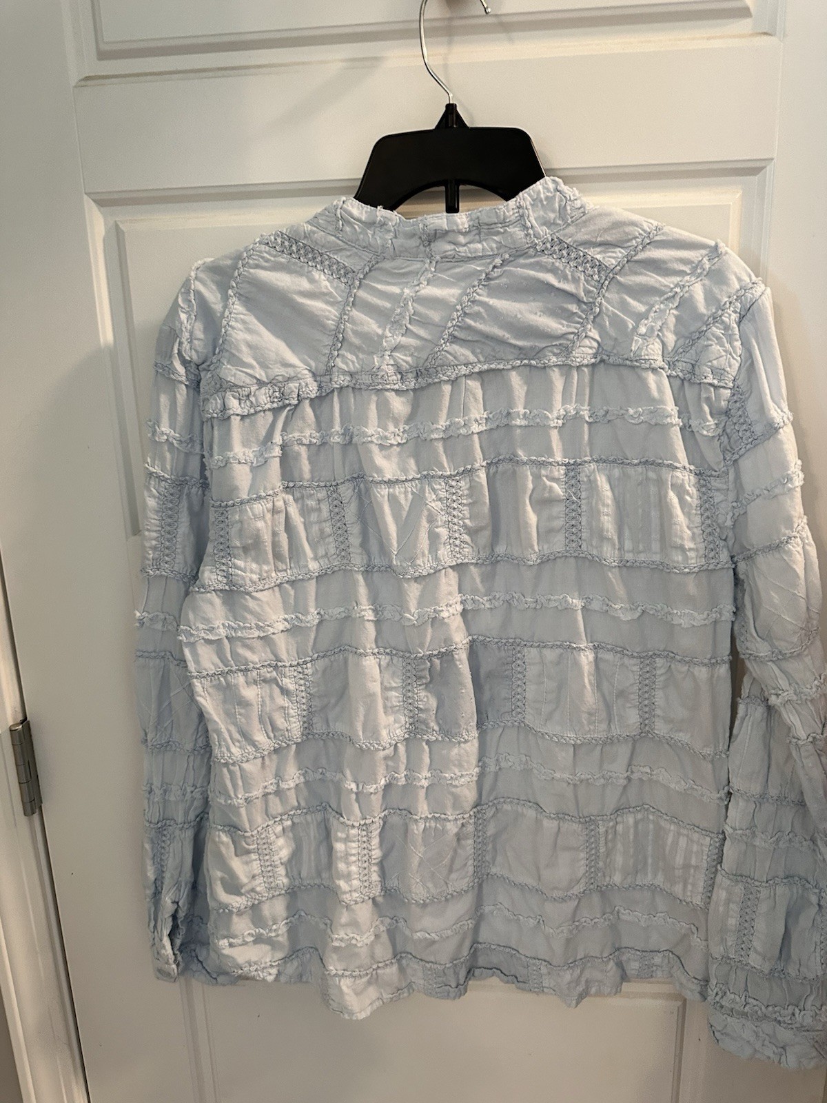 Dylan Light - Blue Textured Patchwork Button Up B… - image 3