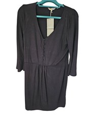 Boden Black V-neck Relaxed Jersey Dress, 3/4 Long Sleeve, Size 14 BNWT
