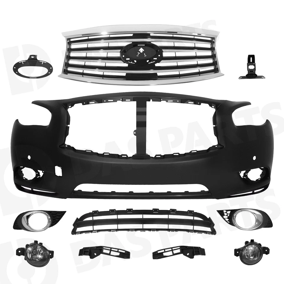 Primed Front Bumper Cover Grille Fog Lamp For 2014-2015 Infiniti QX60 2013 JX35 — 第 2/4 张图片