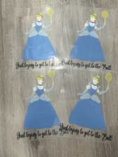 Lot 4 Cinderella Tennis Ball DTF Shirt Transfer DIY Craft Direct To Film 7” X 9”