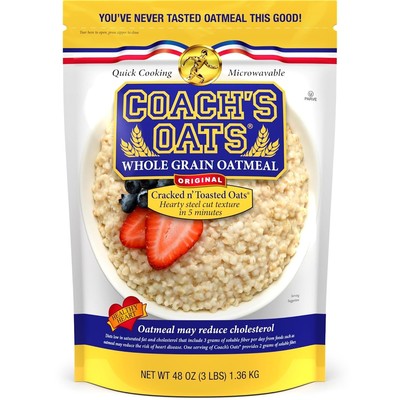 Coach's Oats Whole Grain Oatmeal 3 Lbs (48 Oz) | Quick-cooking, Steel 