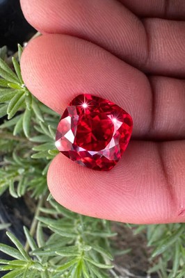 GIE Certified 9.30 Ct Flawless Natural Red Ruby Cushion Cut Loose Gemstone A+