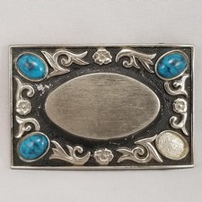 Vintage Belt Buckle Women's Western Filigree Blue Turquoise Small Pieces