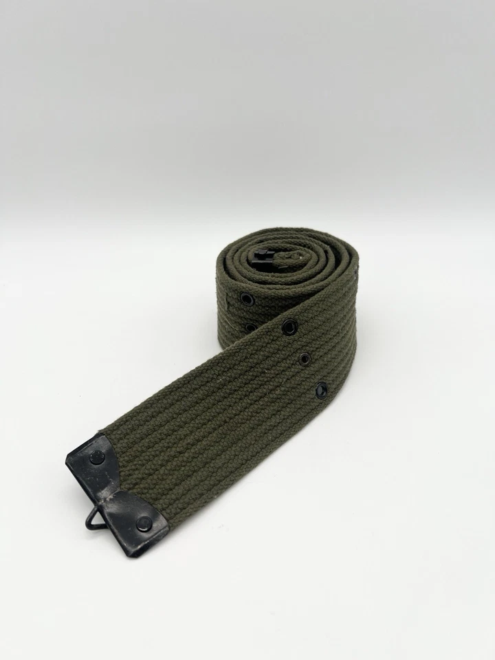 "Cinturón de tela militar vintage del ejército de los Estados Unidos lona color oliva equipo táctico 41""" Foto 2 de 4