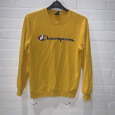 Champion Men’s Classic Yellow Crew Neck Pullover Jumper Size S Great  Condition UK