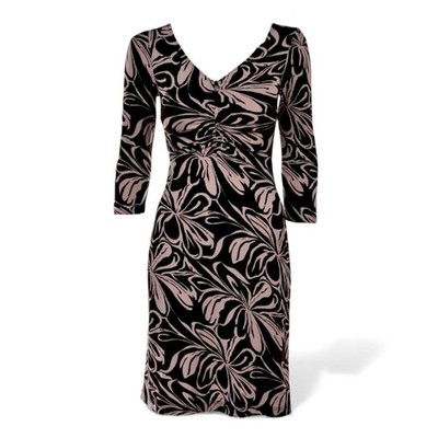 BCBGMaxazria Dress Brown Pink Floral Knee Length Size Small