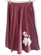Vintage 1950s Polka-Dot Poodle Circle Skirt, Burgundy/Red And White