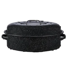 Covered Oval Roaster 15lb Capacity Large Roasting Pan with Lid for Turkey Beef