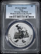 2022 $2 Niue 1 oz Silver Scrooge McDuck PCGS MS 69 | Uncirculated UNC BU