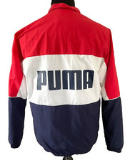 Puma Mens Retro Woven Track Jacket Color Block Windbreaker Medium Full Zip