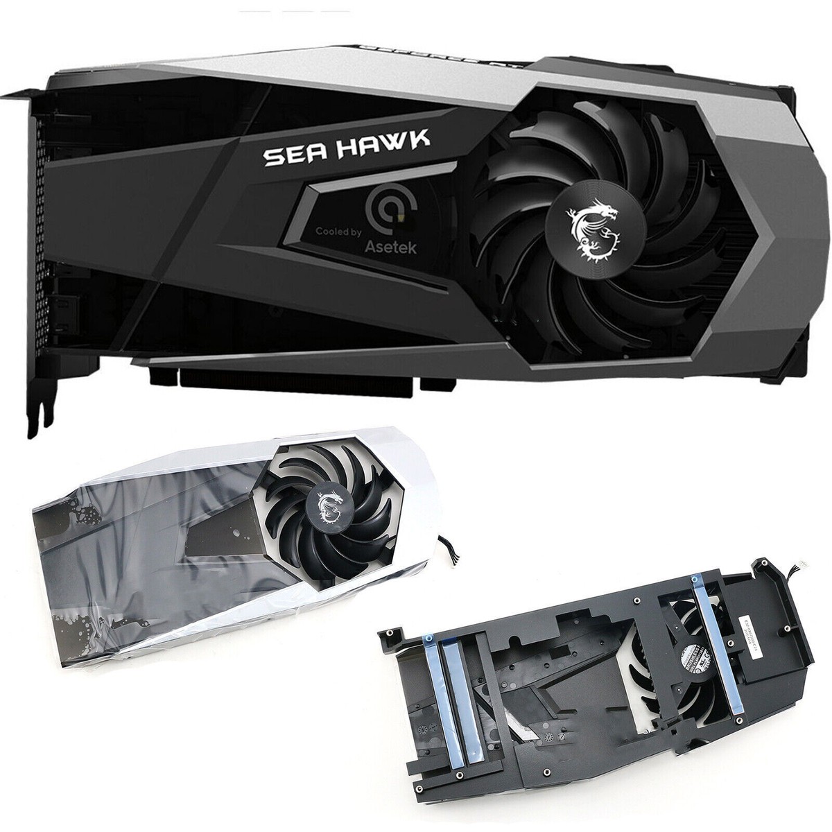 Msi Seahawk Rtx 3080 Video Card Cooling Fan W/ Shell For MSI